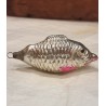 Antikt glaspynt, fisk, sølv, pink, l: 8 cm.