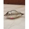 Antique glass ornament, fish, silver, pink, l: 8 cm.