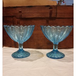 Antique sugarbowl/sea blue, Kastrup glasværk 1886, h: 12 cm.