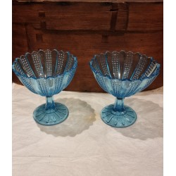 Antique sugarbowl/sea blue, Kastrup glasværk 1886, h: 12 cm.