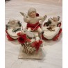 Snow angel on a sledge with 2 pigeons, size: 7,5 x 13 cm + 2 pinecone wagoons with snow children.