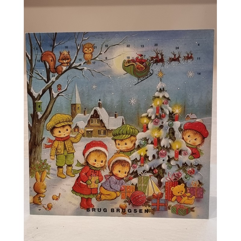 Gammel 3 D julekalender fra Brugsen, mål: 21 x 21 cm.