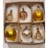 Samling gammelt glaspynt, figur pynt, h: 4,5 - 8 cm.