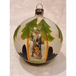 Antik diorama kugle med julemand, h: 6,5 cm.