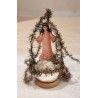 Antique tinsel ornament on a glass ornament with 2 angels, h: 16 cm.