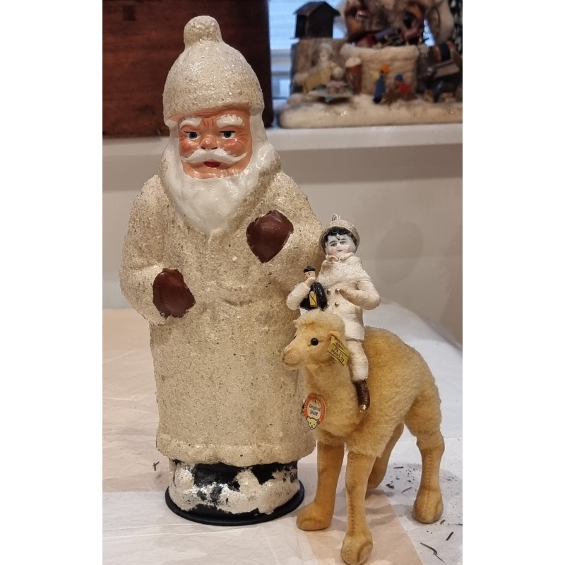 Julemand i papmachè, candycontainer, h: 30 cm. (hvid)