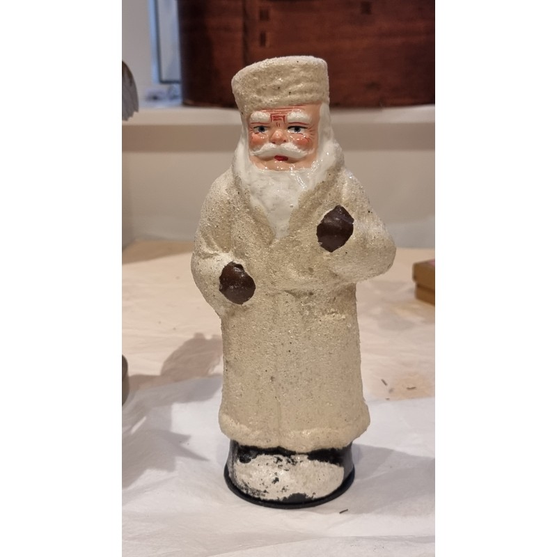 Julemand i papmachè, candycontainer, h: 28 cm. (hvid)