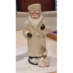 Julemand i papmachè, candycontainer, h: 28 cm. (hvid)
