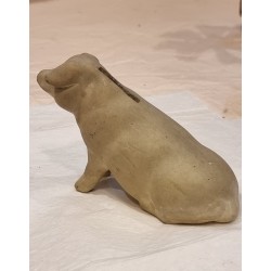 Old pottery, piggy bank, pig, size: 17 x 9,5 cm.