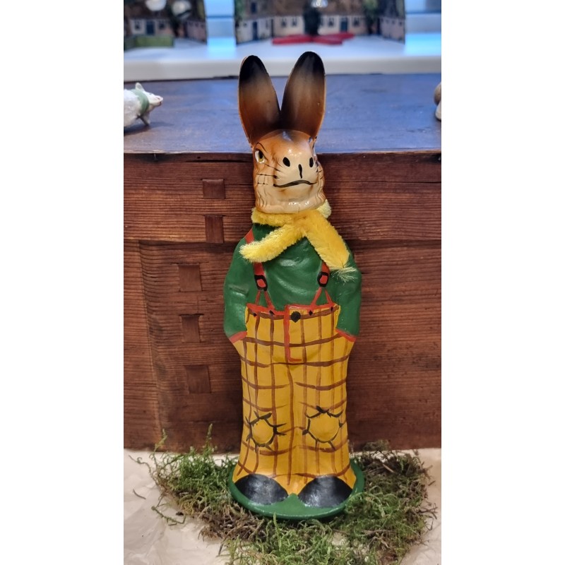 Easter ornament, bunny in papier-mache, candycontainer, pants, h: 25 cm.