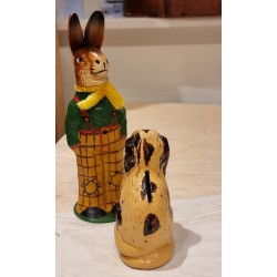 Gammelt lertøj, sparebøsse, hund, h: 13 cm.