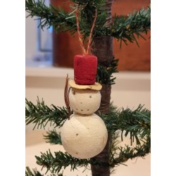 Antique cotton snowman, h: 8,5 cm.
