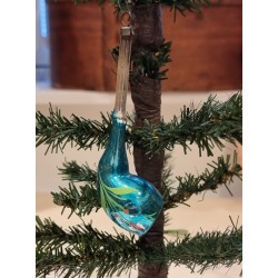 Old glass ornament, pipe, painted, l: 11 cm.