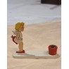 Small antique angel/heart in wood with candleholder, size: 6,5 x 8 cm..