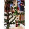 Old glass ornament, elves on tree, h: 6,5 cm.