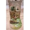 Antikt 3 D kort, barn i have med gyldent bur mm, h: 12 cm, l: 12 cm.
