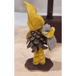 Old pine cone elf with a sack, h: 11 cm.