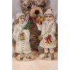Antique scrap, angels, winter children, h: 16 - 16,5 cm (2x).