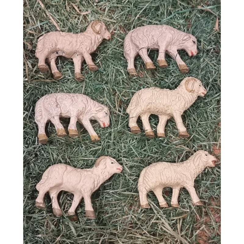 Collection of old sheep, h: 4 - 5 cm. (6x)