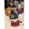 Antique Santa in wood, with sack and candle, 1930, h: 18,5 cm.
