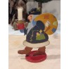 Antique Santa in wood, with sack and candle, 1930, h: 18,5 cm.