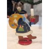 Antique Santa in wood, with sack and candle, 1930, h: 18,5 cm.
