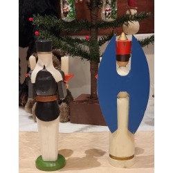 Old Erzgebirge figure, Bergmann und Engel, h: 23 - 24 cm. (2x)