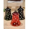 Old glass ornament, 3 coloured bells, h: 6,5 cm. (3x)
