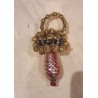 Old glass ornament, Gablonz, pacifier, h: 8 cm.