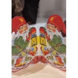 Gammel juleremse med julemænd, Ingrid Elf, l: 54 cm/ h: 14 cm.