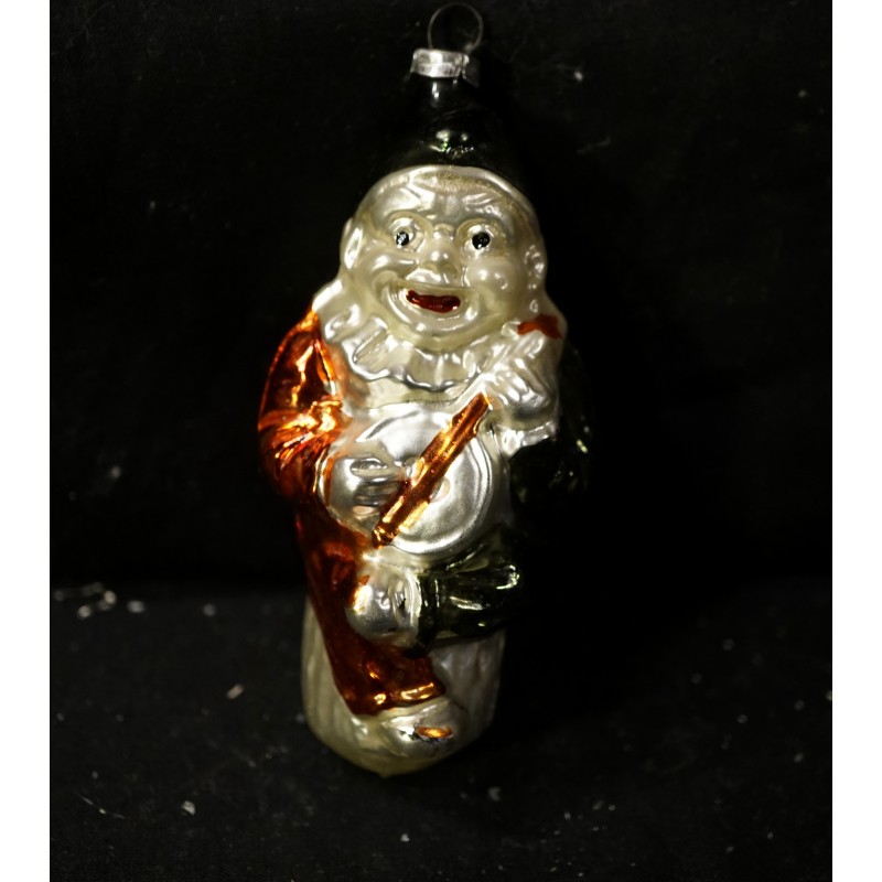Antique glass ornament, clown, h: 10,5 cm.