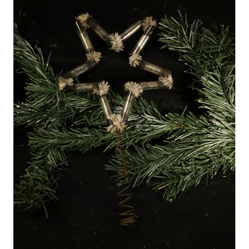 Antique tree top star, glass and paper, h: 24 cm.