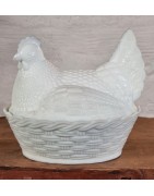 Egg hen and egg platter.
